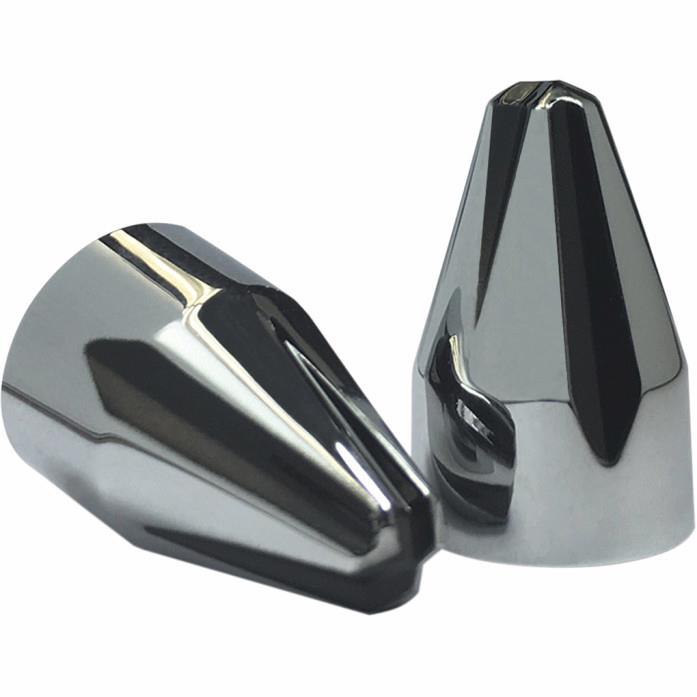 1/4in. Add-On Engine Bolt Cap Set - Fluted Spike - Chrome/Black  (10 pc.)