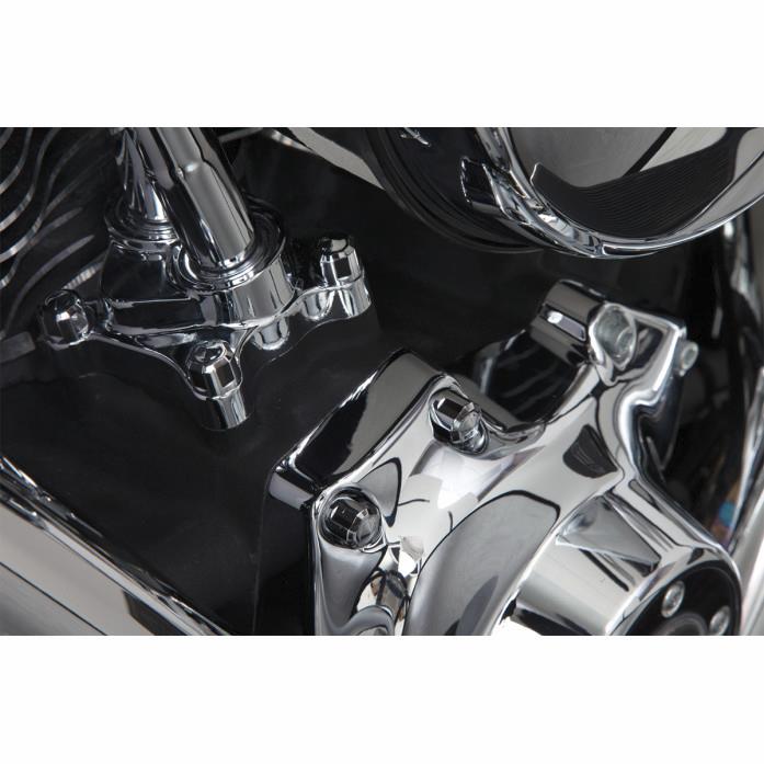 5/16in. Add-On Engine Bolt Cap Set - Diamond-Cut - Chrome/Black (6 pc.)