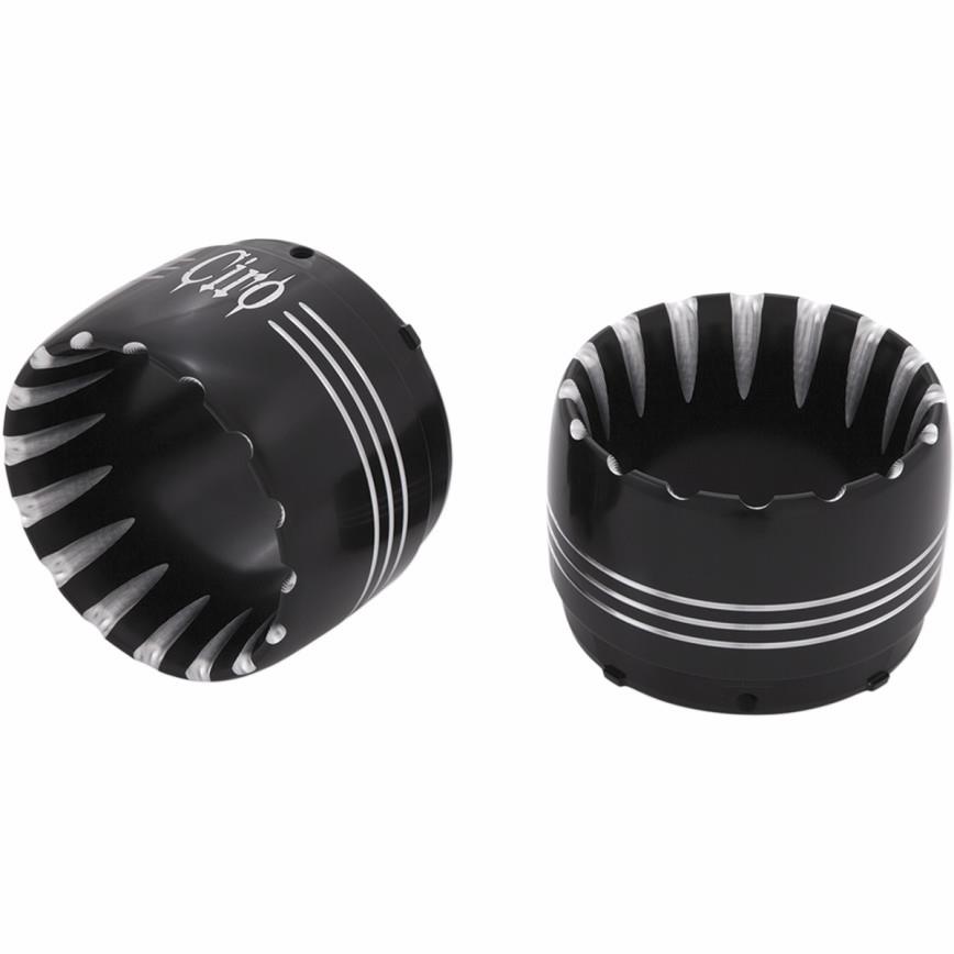 4in. Slip-On Muffler End Caps - Jet w/ CNC Machining - Black