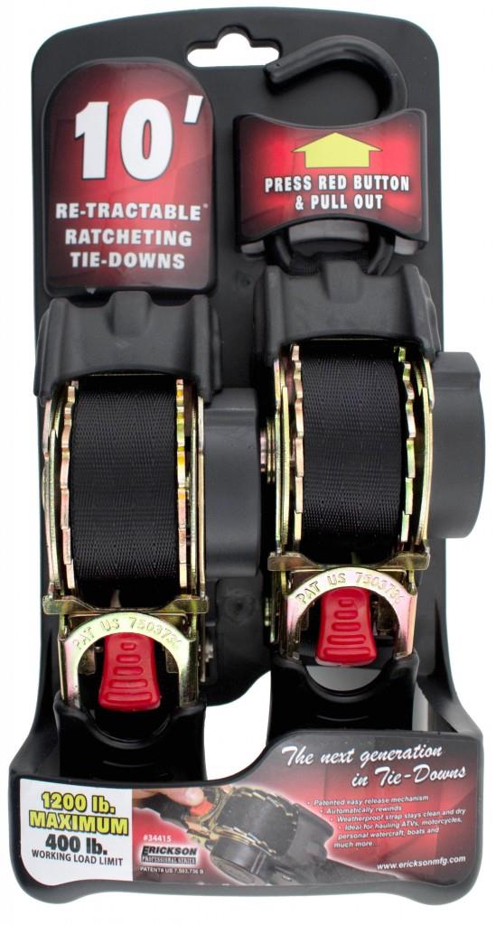 Re-Tractable Tie-Down Straps - 1in. x 10ft. - Black