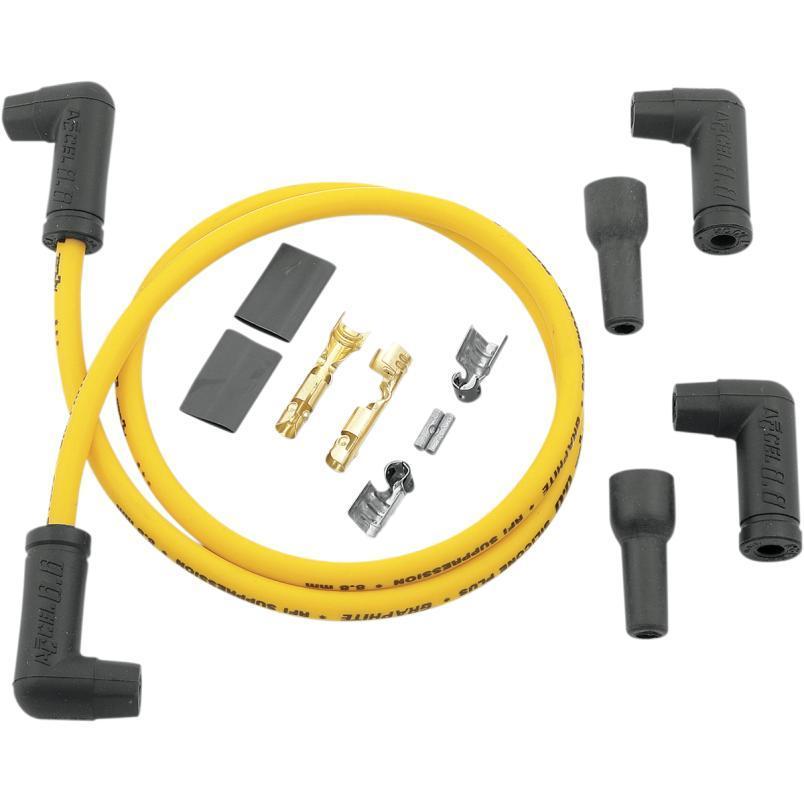 Universal 8.8mm Plug Wire Kit - Dual Plug 90 Deg. Ends - Yellow