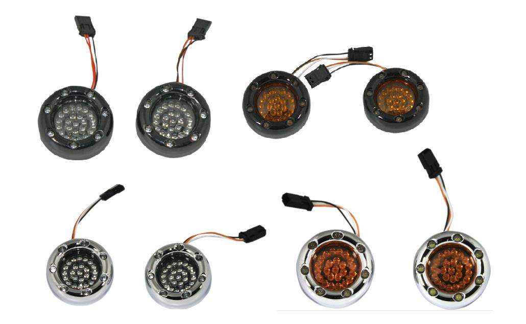 Bullet Ringz LED Turn Signals - Chrome - Amber Inner/Amber Outer/Amber Lens
