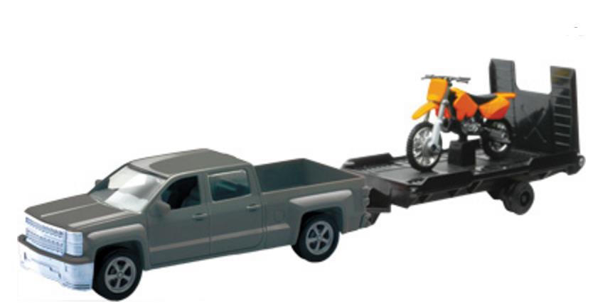 1:43 Scale Chevy Truck with Trailer and Dirt Bike