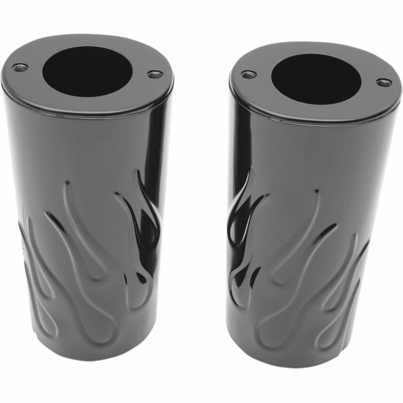 Flame Fork Slide Covers - Stock Length - Black