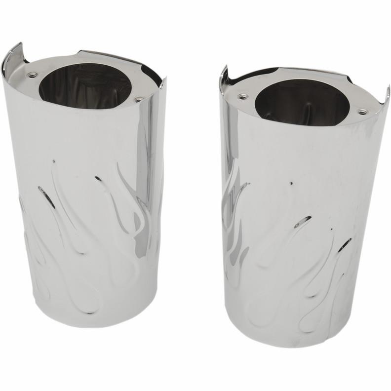 Flame Fork Slide Covers - Stock Length - Chrome