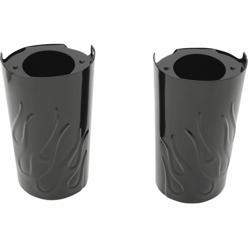 Flame Fork Slide Covers - Stock - Black