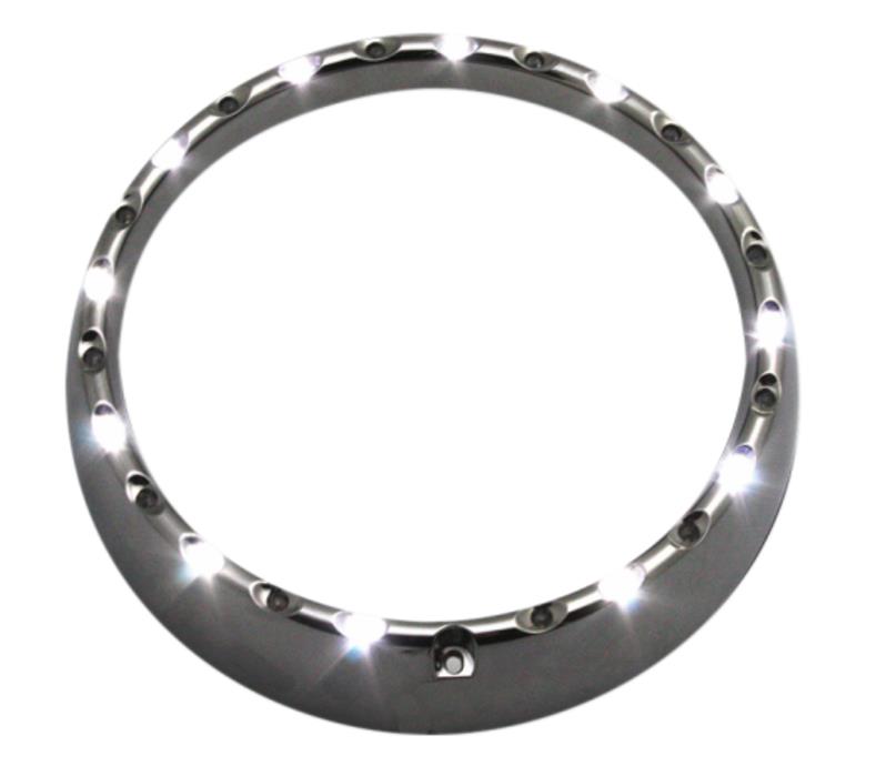 7in. LED Halo Headlight Trim Rings with Built-In Turn Signals - Chrome