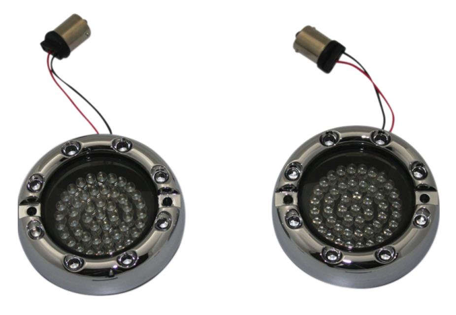 Flat Ringz Front LED Turn Signal (1157 Base) - Chrome - Amber Inner/White Outer/Smoke Lens