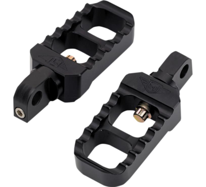 Adjustable Serrated Stubby Footpegs - 3in. Long x 1-1/2in. Wide x 13/16in. Thick - Black Anodized