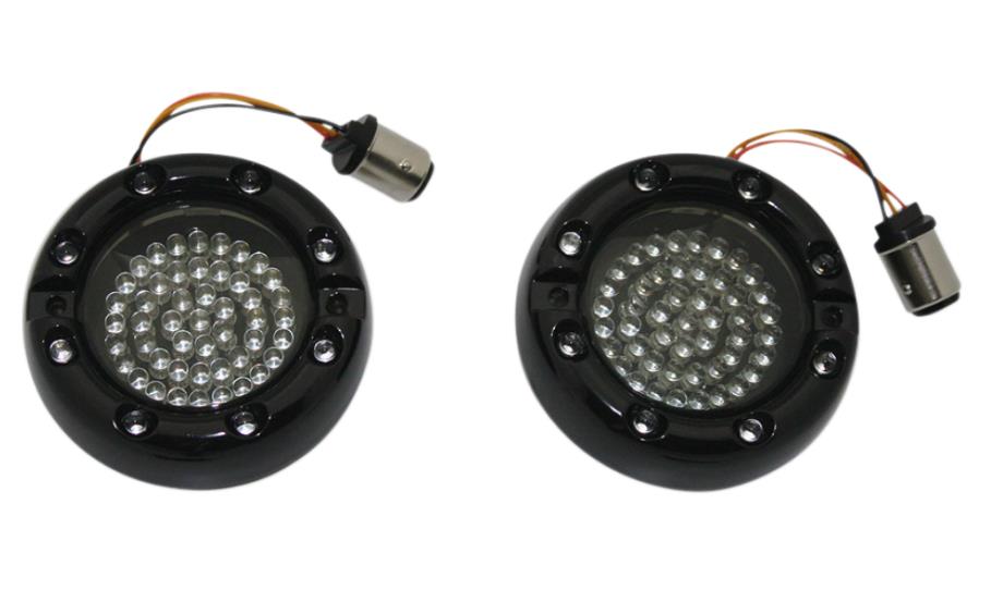 Flat Ringz Front LED Turn Signal (1157 Base) - Black - Amber Inner/Amber Outer/Smoke Lens