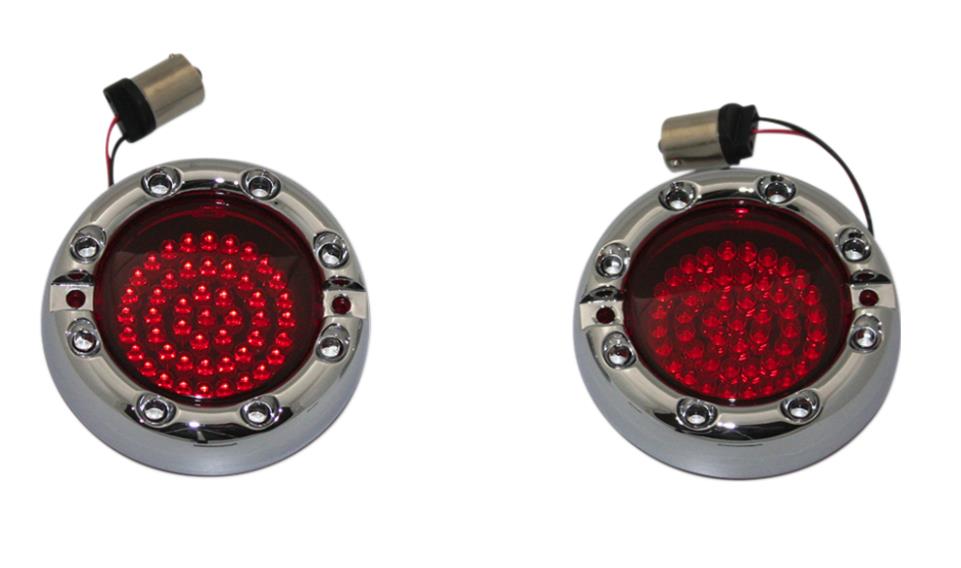 Flat Ringz Rear LED Turn Signal (1156 Base) - Chrome - Red Inner/Red Outer/Smoke Lens