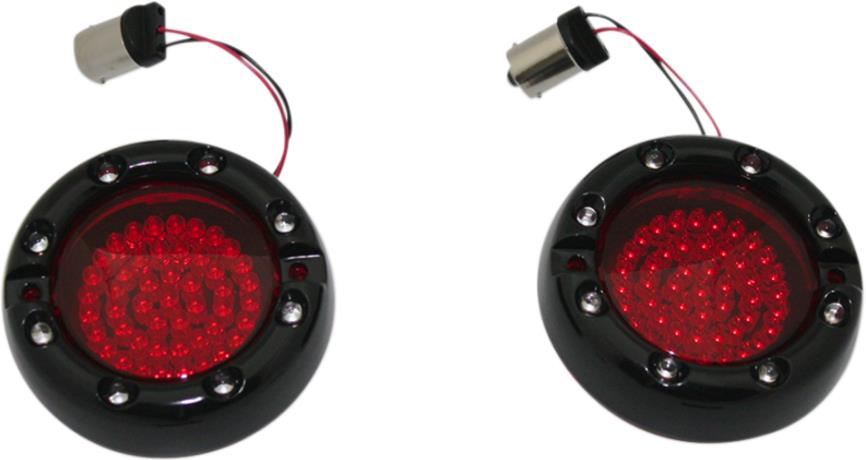 Flat Ringz Rear LED Turn Signal (1156 Base) - Black - Red Inner/Red Outer/Red Lens