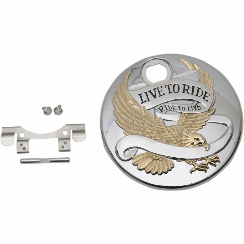 Live to Ride Fuel Console Door - Chrome w/ Gold Highlights