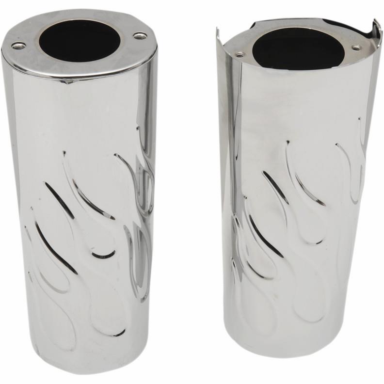 Flame Fork Slide Covers - +2in. - Chrome