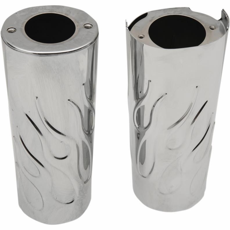 Flame Fork Slide Covers - +2in. - Chrome