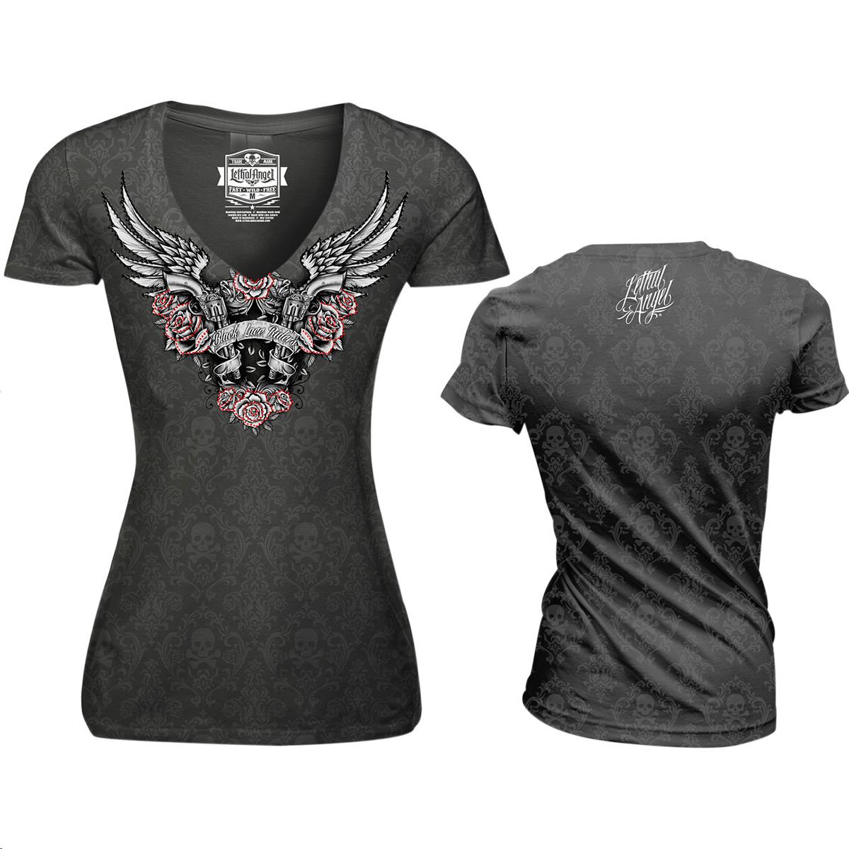 Burnout Guns and Roses Womens V-Neck T-Shirt