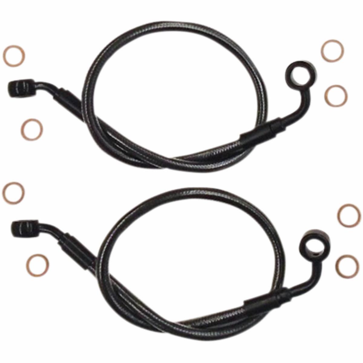 Black Pearl Braided Front Lower Brake Line Kit - Stock