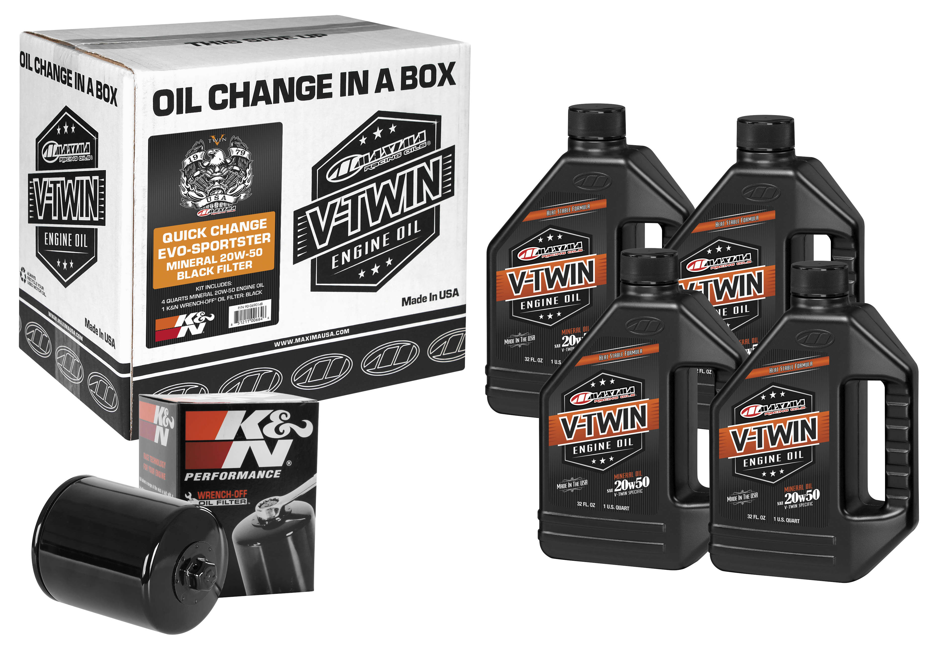Quick Change Evo-Sportster Mineral Oil Change Kit with Black Filter - 20W50