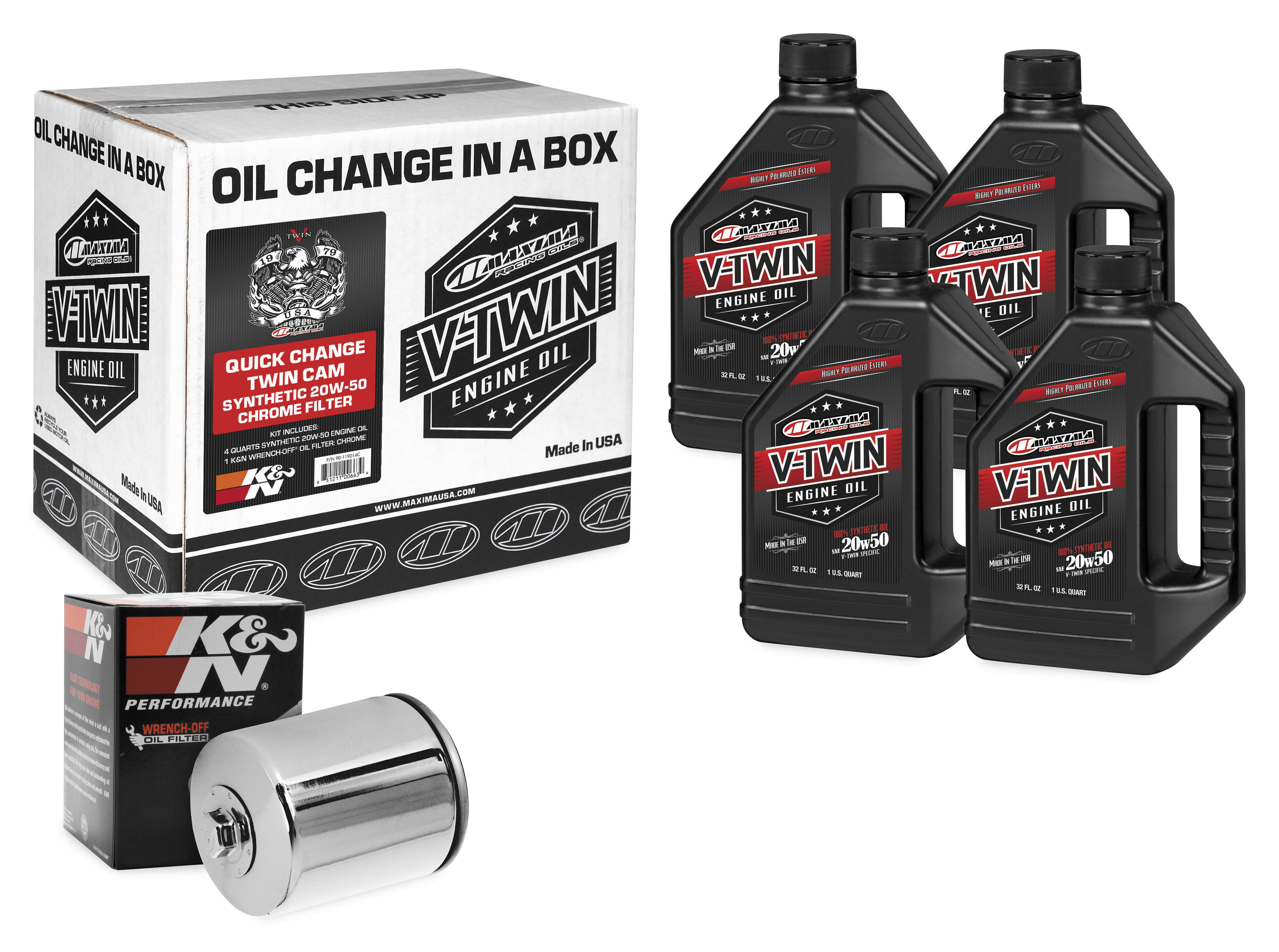 Quick Change Twin Cam Synthetic Oil Change Kit with Chrome Filter - 20W50