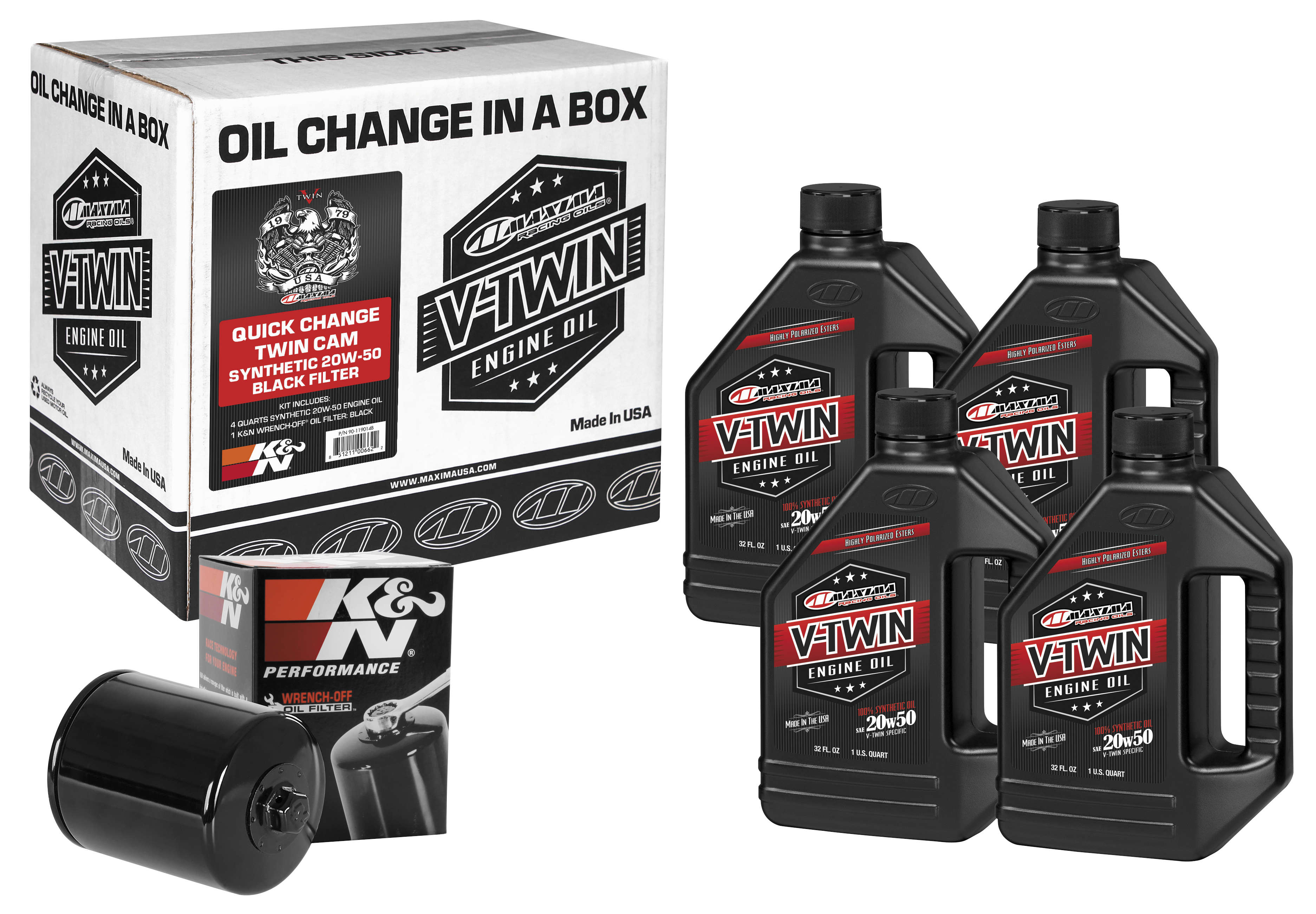 Quick Change Twin Cam Synthetic Oil Change Kit with Black Filter - 20W50