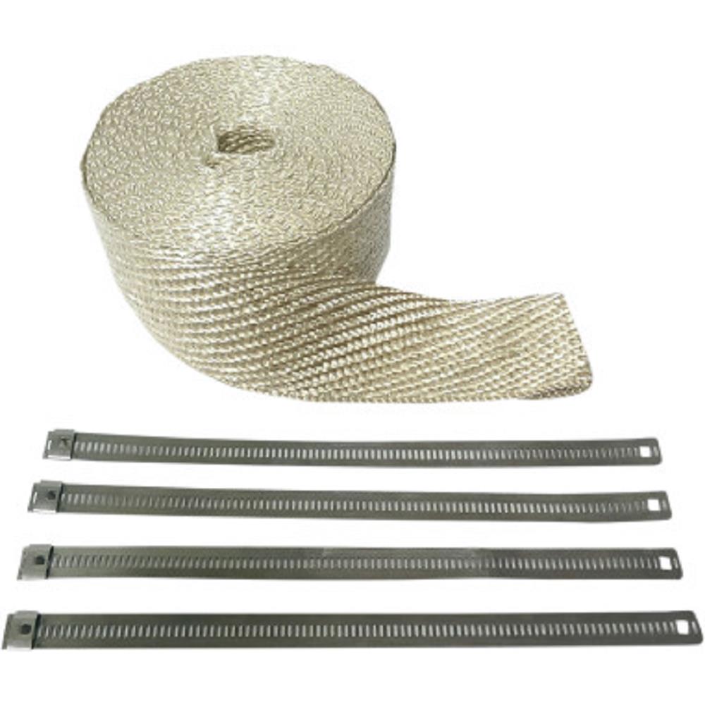 Exhaust Pipe Wrap - 2in. x 25ft. - Natural with Stainless Steel and Silver Tie Wraps