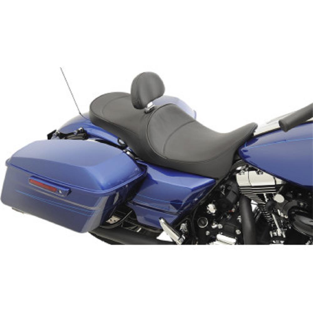 Low-Profile Touring Seat with Driver Backrest - Mild Stitch
