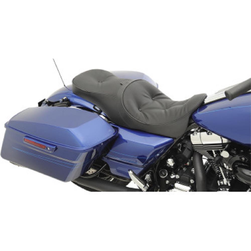 Low Profile Forward Positioning Touring Seat with Driver Backrest - Mild Stitch