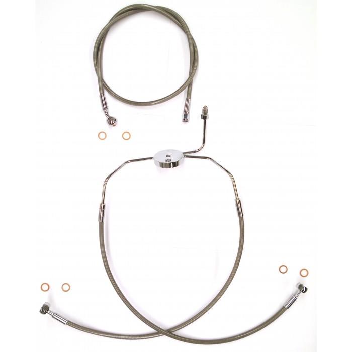 Clear Coated XR Stainless Front Brakeline Kit - 19in. Upper Brake Length