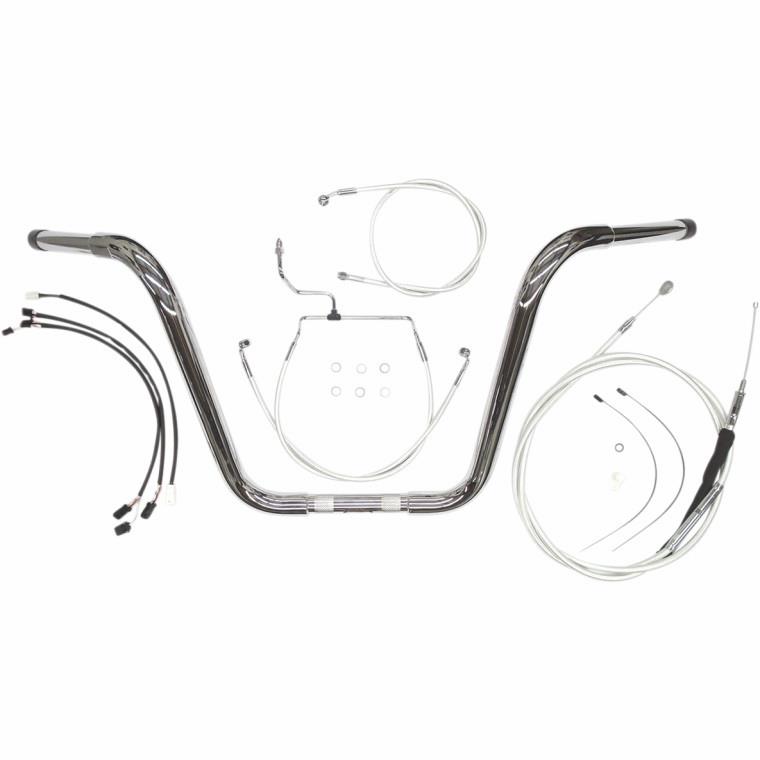Caliber Ape Hanger Handlebar Installation Kit - 16in. - Chrome
