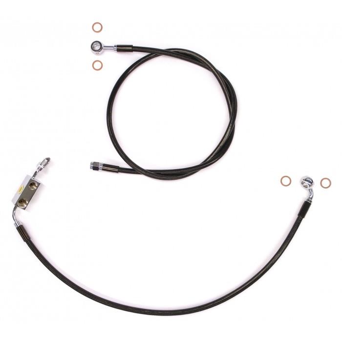 Black Coated XR Stainless Front Brakeline Kit - 27in. Upper Brake Length