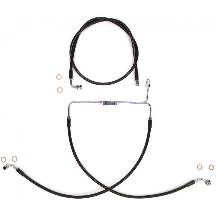 Black Coated XR Stainless Front Brakeline Kit - 19in. Upper Brake Length