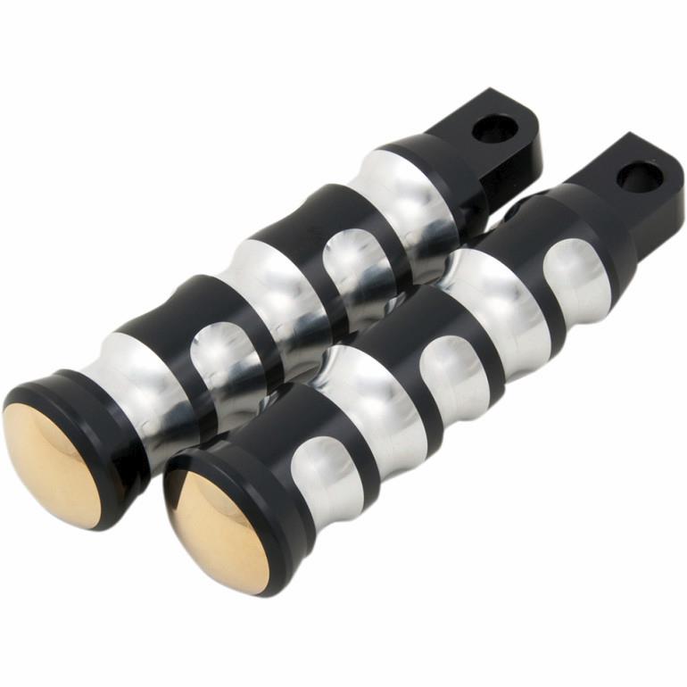 Neo-Fusion Classic Male Mount Drive Footpegs - Black Machine/Brass