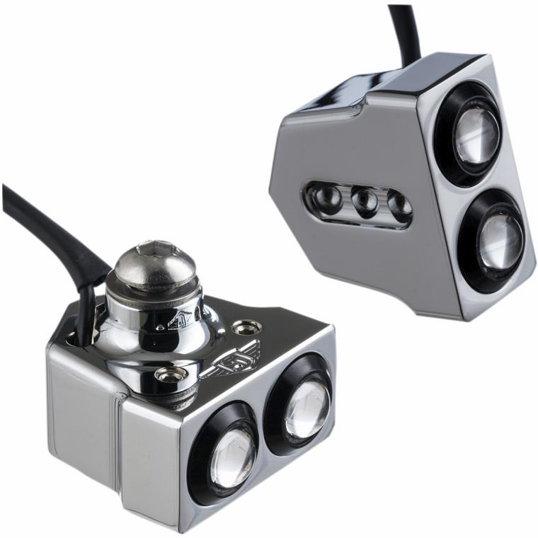 Rat Eye LED Side Mounted Turn Signals - Chrome/Amber