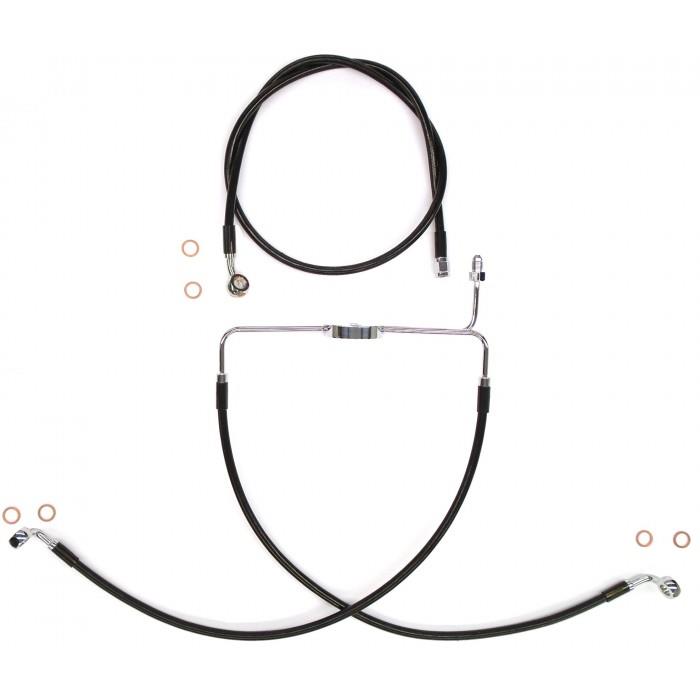 Black Coated XR Stainless Front Brakeline Kit - 23in. Upper Brake Length