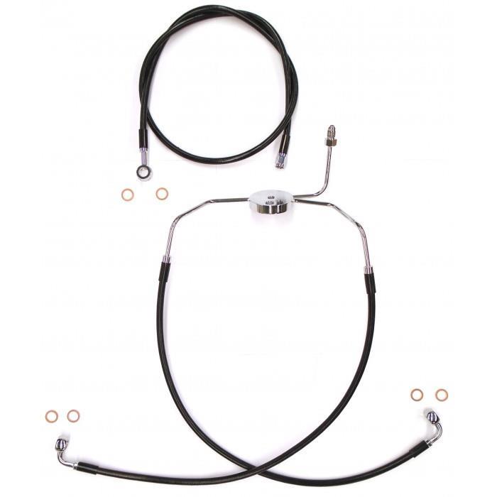 Black Coated XR Stainless Front Brakeline Kit - 29in. Upper Brake Length