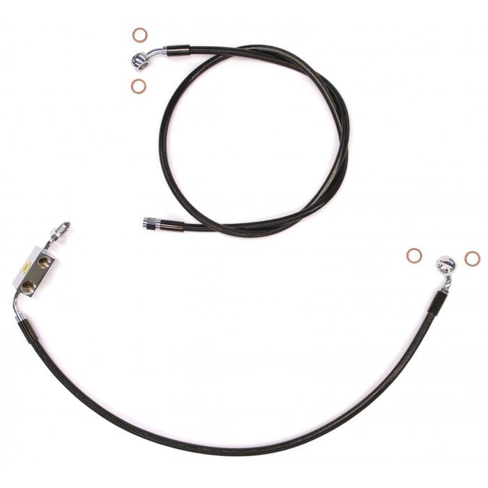 Black Coated XR Stainless Front Brakeline Kit - 23in. Upper Brake Length