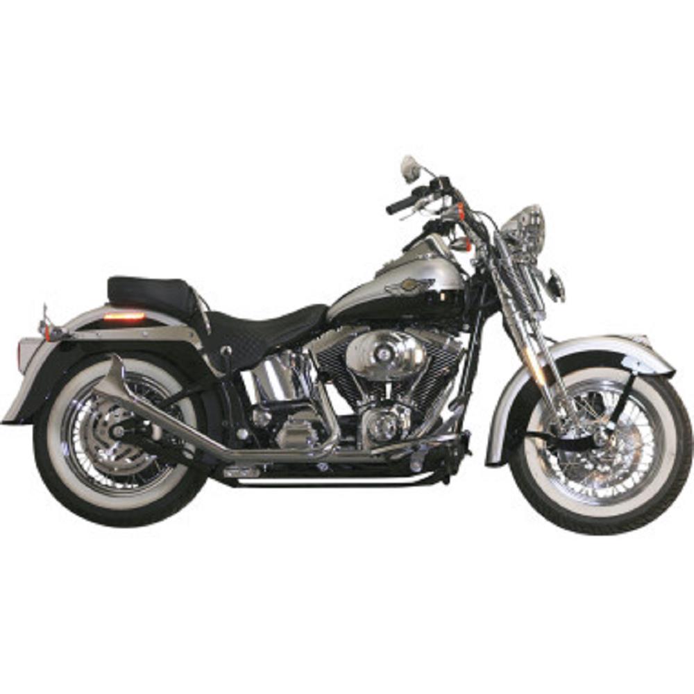 1 3/4in. Side-by-Side Upsweep Fishtail Exhaust System - Chrome