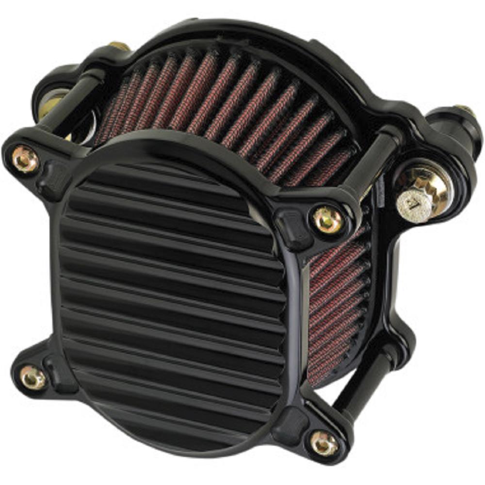 Omega Air Cleaner Assembly - Finned - Black Anodized