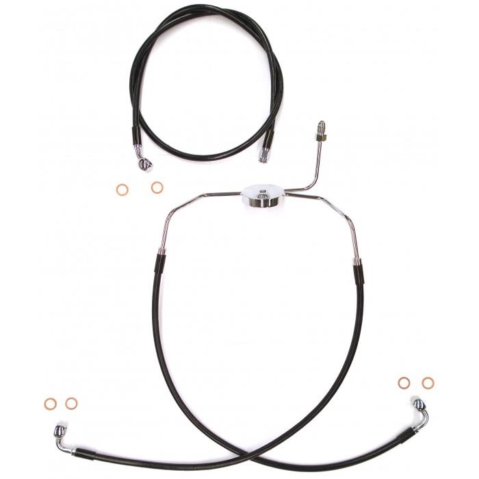Black Coated XR Stainless Front Brakeline Kit - 23in. Upper Brake Length