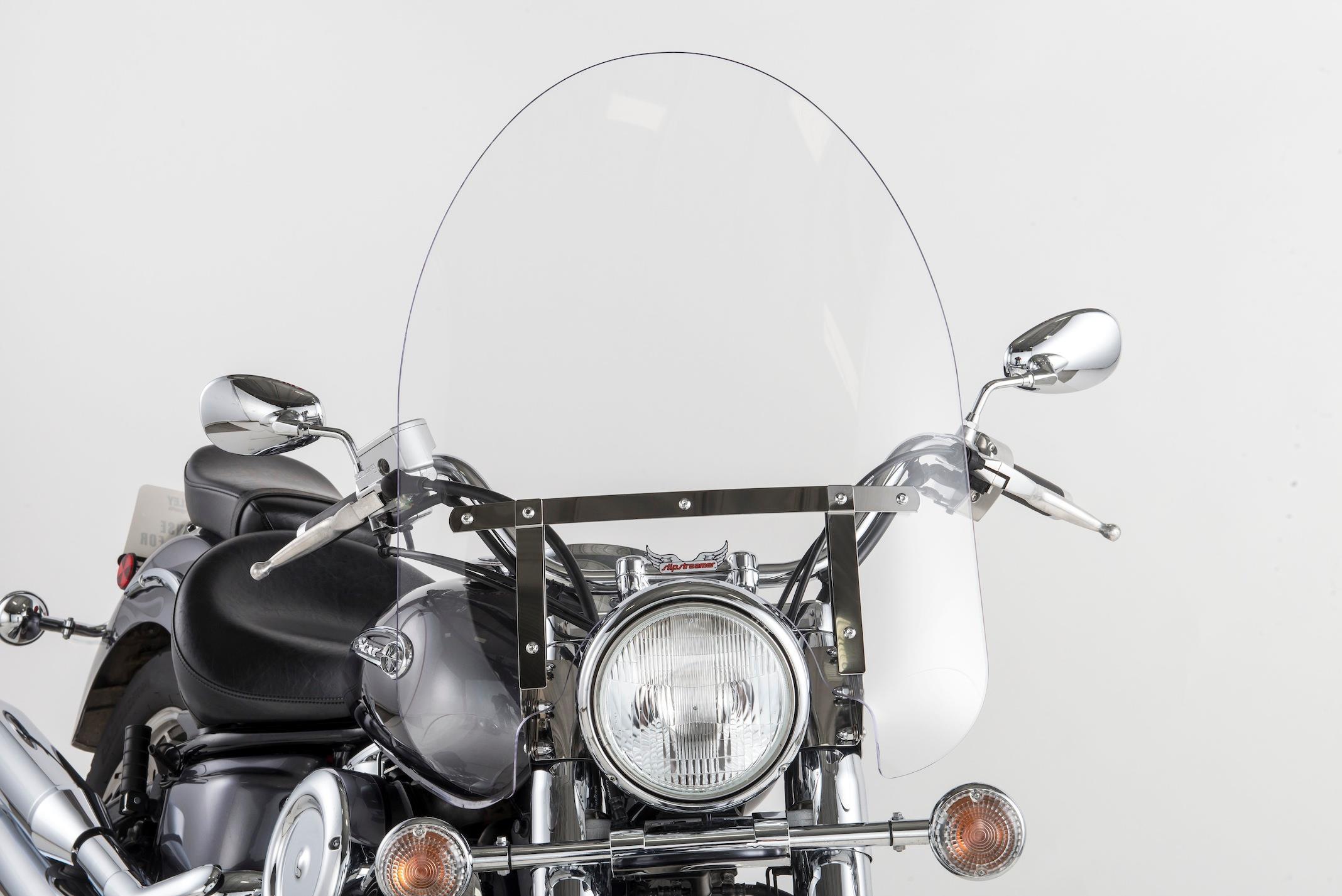 22in. Classic Windshield with Black Hardware - 22in. H x 23in. W - Clear