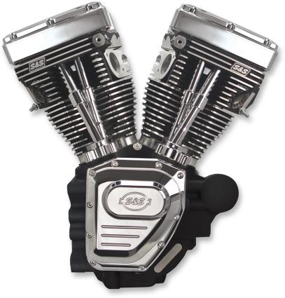 T124HC Series Long Block Engine - Wrinkle Black/Chrome Finish