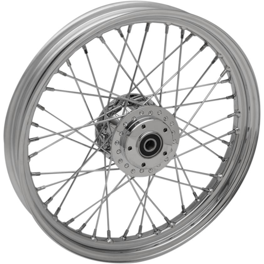 Laced 40 Spoke Front Wheel - 19in. x 2.5in. - Chrome (Single Disc)