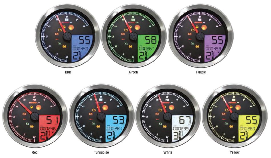 LCD Color Change Speedo And Tachometer - Silver Bezel