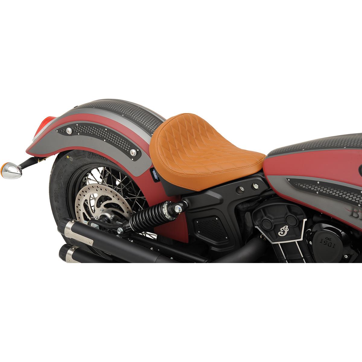 Bobber-Style Front Solo Seat - 16in L x 13in W - Diamond Stitch - Brown