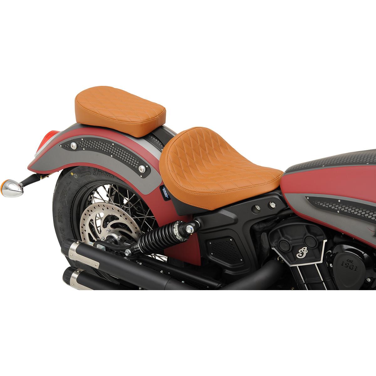 Bobber-Style Rear Solo Seat - 11-1/2in L x 8in W - Diamond Stitch - Brown