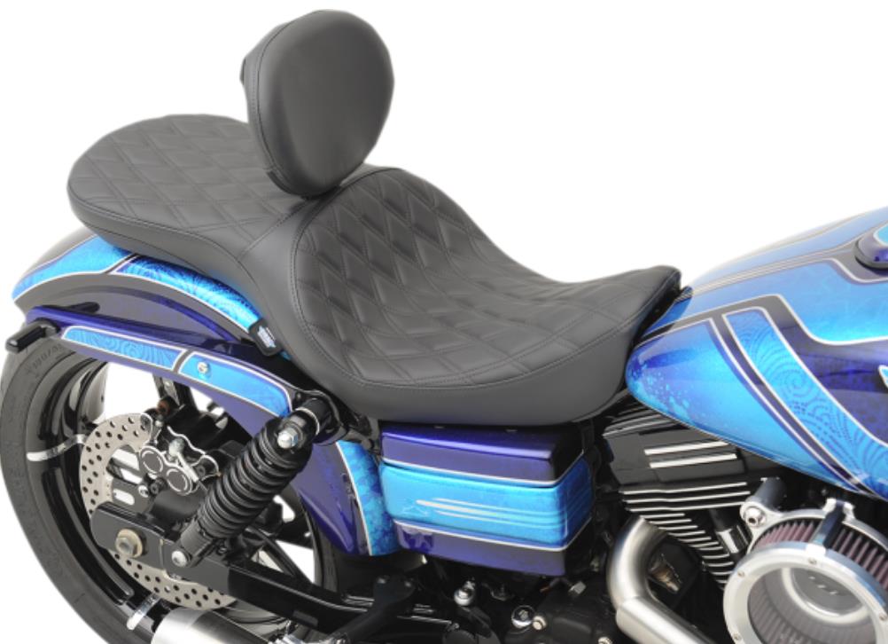 Low Profile Touring Seat w/ Driver Backrest Option - Double Diamond Stitch