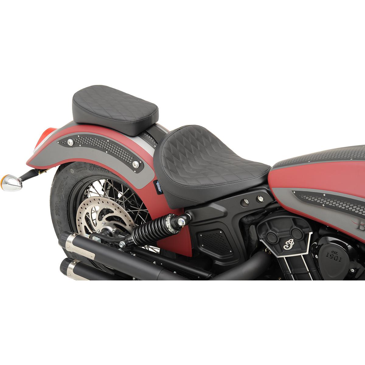 Bobber-Style Rear Solo Seat - 11-1/2in L x 8in W - Diamond Stitch - Black Solar Reflective Leather