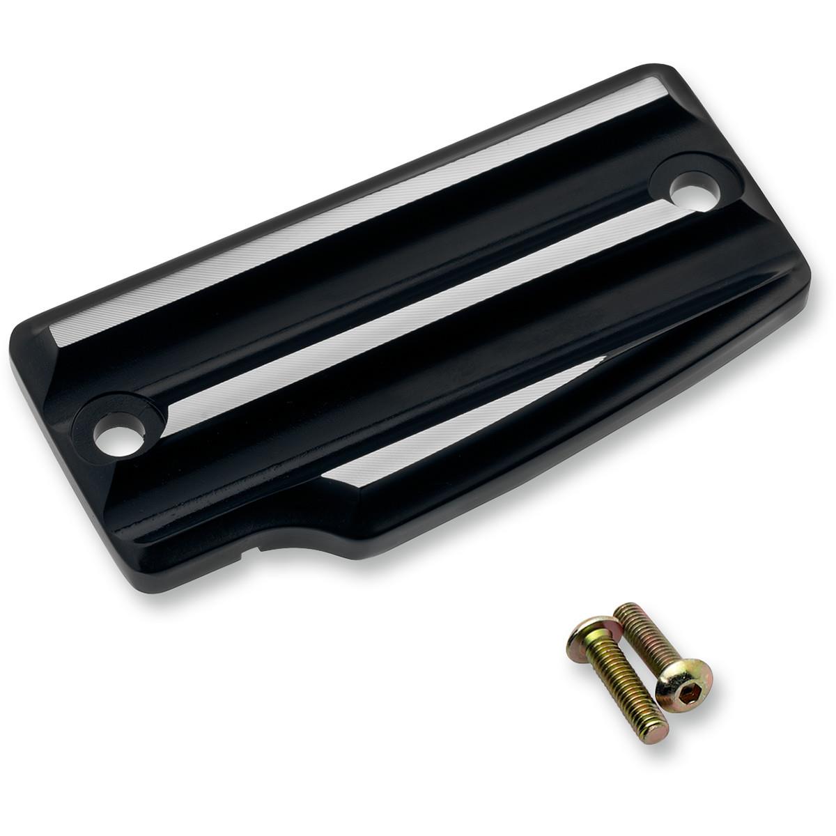 Rear Master Cylinder Cover - Finned - Black Anodized/Silver