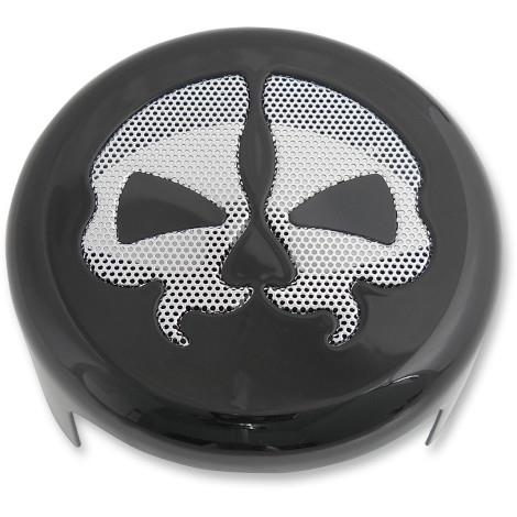 Horn Cover - Black with Chrome Split Skull