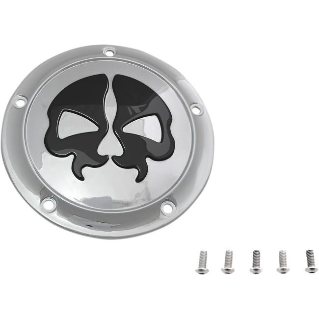 Split Skull Derby Cover - Chrome w/ Black Skull